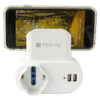 Adattatore Presa bipasso/Schuko 2 USB 1A con porta telefono