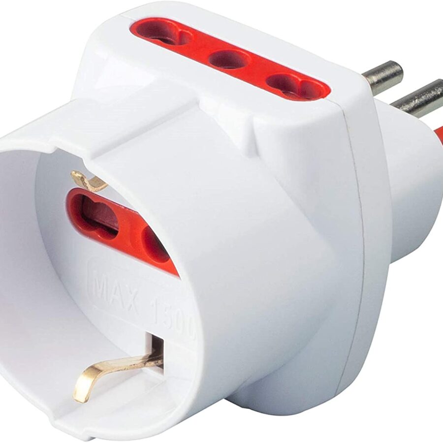 Adattatore Triplo Spina 2P+T Presa Bipasso 2P+T con Schuko