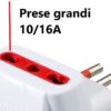 Adattatore Triplo Spina 2P+T Presa Bipasso 2P+T con Schuko