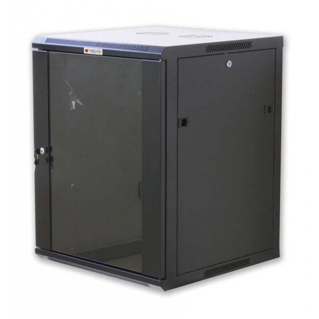 Armadio Rack 19'' a muro 15 unità prof.450 Nero da Assemblare Techly