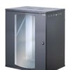 Armadio Rack 19'' a Muro 16U P 600mm Porta Vetro Nero