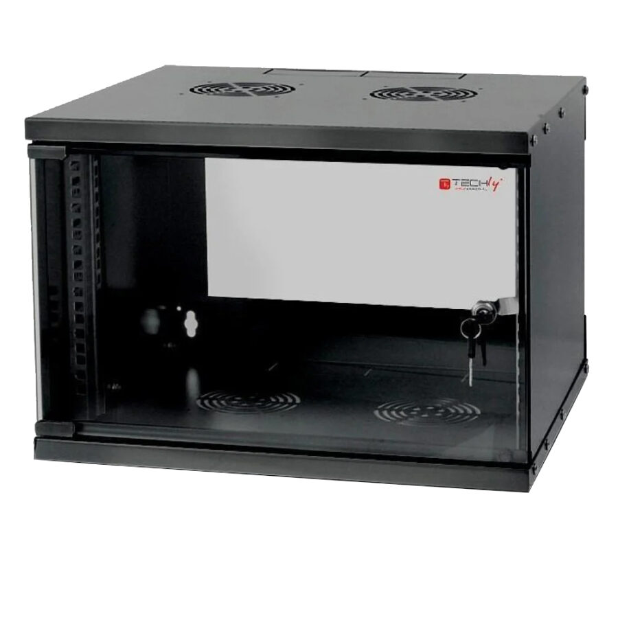 Armadio Rack 19'' a Muro 6U prof. 450 Nero Assemblato