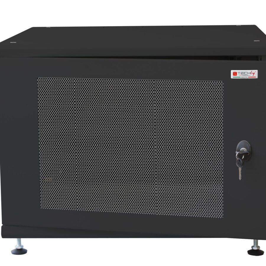 Armadio Rack 19'' ideale per Accumulatori Fotovoltaico 8U P600mm Nero