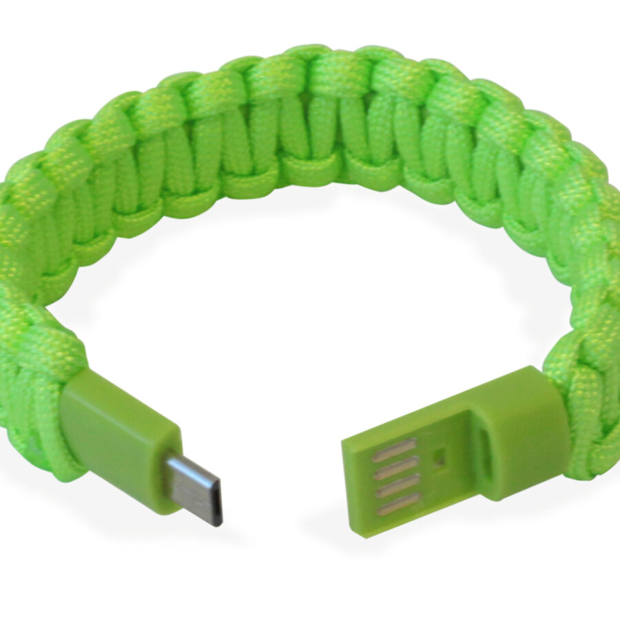Bracciale Paracord con Micro USB Verde