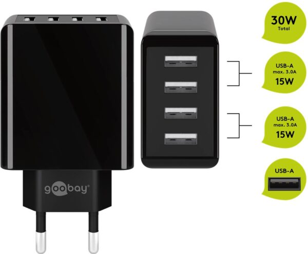 caricatore_da_muro_usb_a_4_vie_30w_nero-goobay-ipw-usb-4pa30wb-53174_4 Caricatore da Muro USB a 4 vie 30W Nero