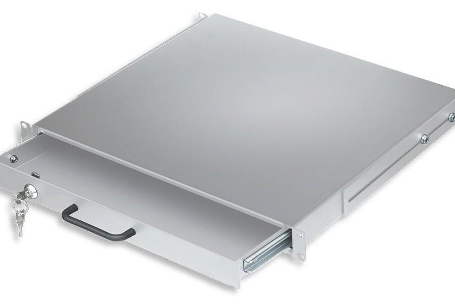 Cassetto Porta Tastiera 1U per Armadi Rack 19'' con Serratura Grigio