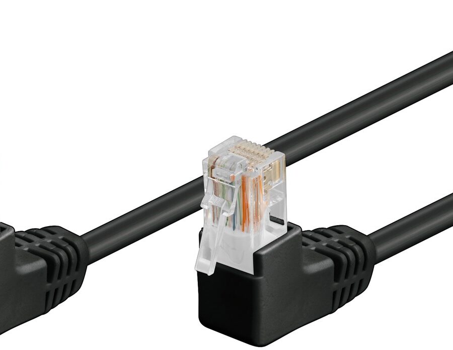 Cavo di rete Patch Angolato 90° CCA Cat. 5e Nero UTP 1 m