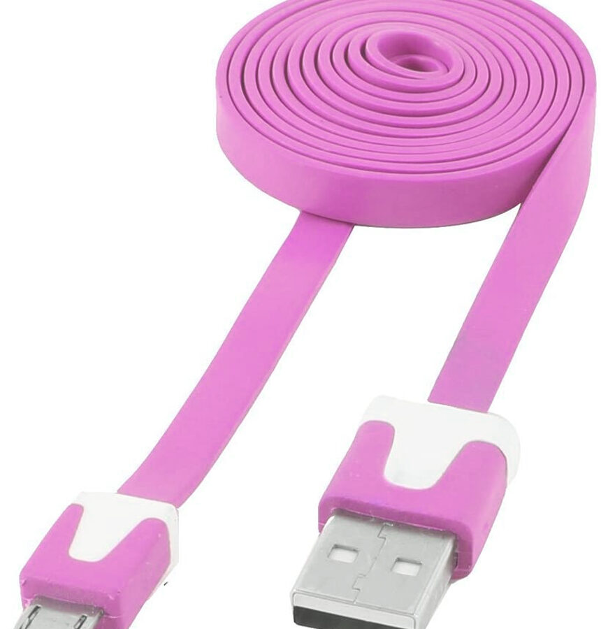 Cavo Flat USB AM a Micro USB M Rosa 1m