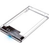 Box HDD/SSD Esterno per Disco Rigido 2.5'' USB 3.0 Trasparente con LED