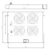 Gruppo di ventilazione a soffitto per Rack 19'' 4 Ventole Nero
