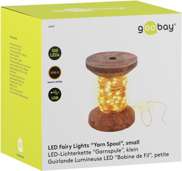 i-led-chain100yarn-goobay-i-led-chain100yarn-55202_10 Bobina con Filo di Rame 100 Luci LED IP21 USB Interruttore On Off