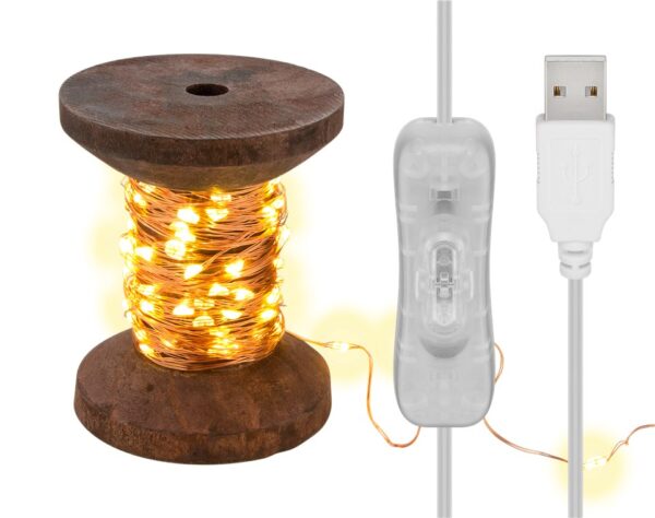 i-led-chain100yarn-goobay-i-led-chain100yarn-55202_7 Bobina con Filo di Rame 100 Luci LED IP21 USB Interruttore On Off