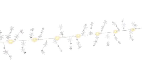 i-led-chain10flakes-goobay-i-led-chain10flakes-55208 Stringa 10 LED Fiocchi di Neve IP20 Bianco Caldo a Batteria con Timer