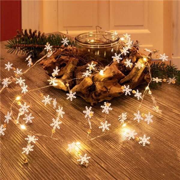 i-led-chain10flakes-goobay-i-led-chain10flakes-55208_1 Stringa 10 LED Fiocchi di Neve IP20 Bianco Caldo a Batteria con Timer