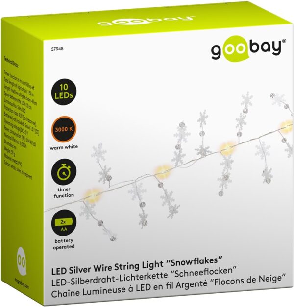 i-led-chain10flakes-goobay-i-led-chain10flakes-55208_2 Stringa 10 LED Fiocchi di Neve IP20 Bianco Caldo a Batteria con Timer