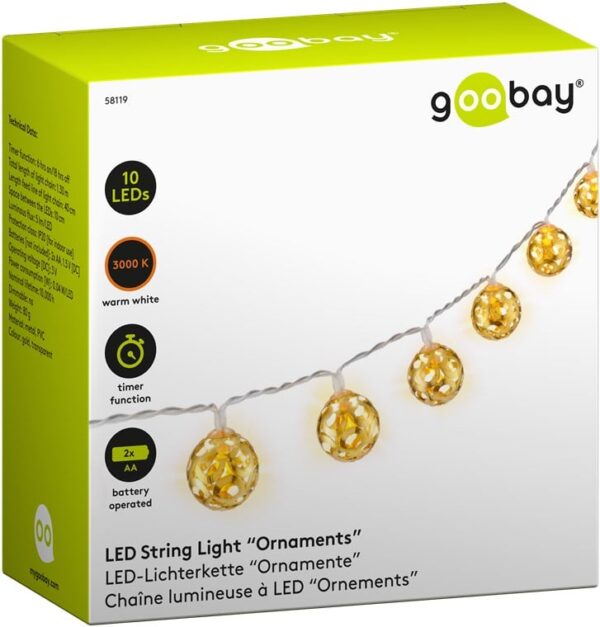 i-led-chain10led-goobay-i-led-chain10led-55210_1 Stringa 10 LED Ornamentali IP20 Bianco Caldo a Batteria con Timer
