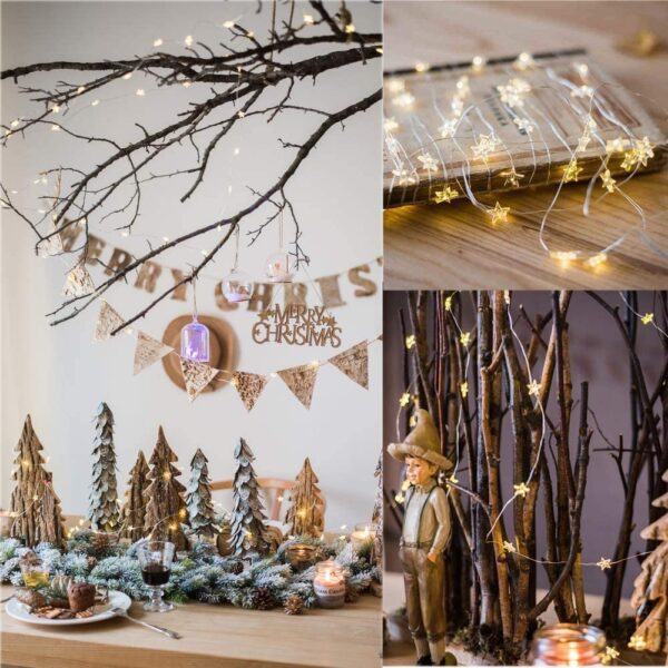 i-led-chain20star-goobay-i-led-chain20star-55193_11 20 Luci LED a Stella con Filo d'argento IP20 Bianco Caldo a Batteria con Timer