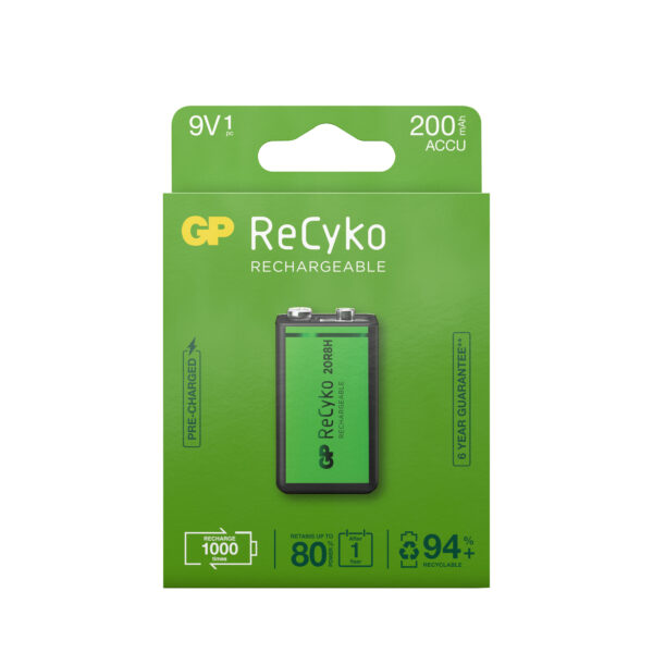 ic-gp201219-gp_batteries-ic-gp201219-53812_1 Blister 1 Batteria Ricaricabile 9V 200 mAh GP Recyko