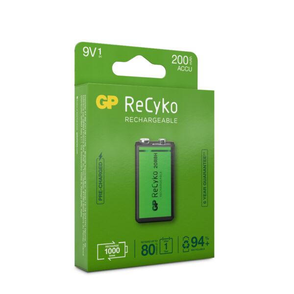 ic-gp201219-gp_batteries-ic-gp201219-53812_2 Blister 1 Batteria Ricaricabile 9V 200 mAh GP Recyko