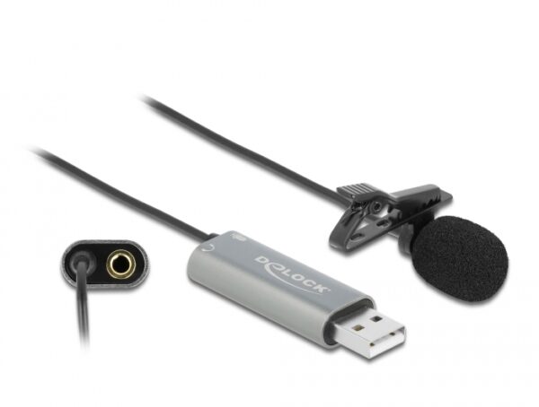 icc_sh-lv-usbd-delock-icc_sh-lv-usbd-53777 Microfono Lavalier Omnidirezionale USB Jack 3.5mm 24bit 192kHz con Clip