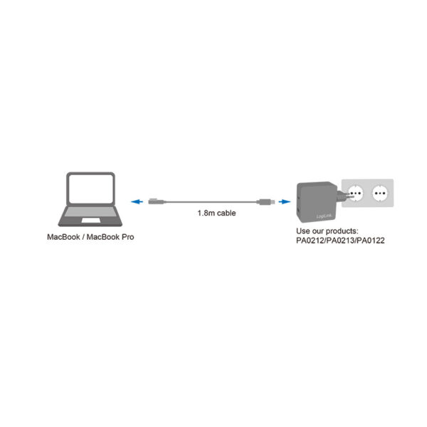 icoc_usbc-msafe2-logilink-icoc_usbc-msafe2-52570_1 Cavo di ricarica USB-C™ Compatibile con Apple MagSafe 2, silver