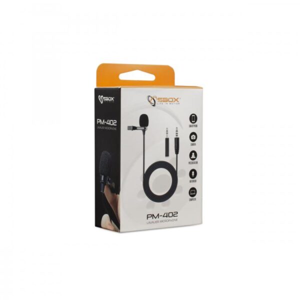 icsb-pm402-sbox-icsb-pm402-53583_1 Microfono Lavalier Condensatore Omnidirezionale 3.5mm Adattatore PC