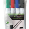 Kit 4 Pennarelli Cancellabili a Secco per Lavagna Rosso Nero Blu Verde