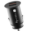 Mini Caricatore da Auto 2 Porte USB-A Ricarica veloce 36W Metallo Nero