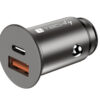 Mini Caricatore da Auto USB-A e USB-C™ Ricarica rapida 38W Metallo Nero