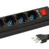 Multipresa 4 Posti Italiana Bipasso con Interruttore Nero