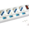 Multipresa 5 Posti Bipasso con Interruttori indipendenti e protezione da sovraccarico