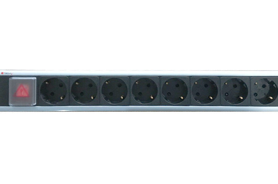 Multipresa 8 Posti da Rack 19'' con Interruttore Spina Schuko Angolata 1.5U