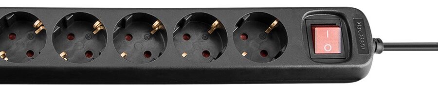 Presa Multipla a 6 Posti Schuko con Cavo 1,5m Nero