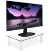 Stand da Scrivania Regolabile Vetro Trasparente per Monitor Notebook