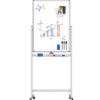 Lavagna Magnetica Bifacciale 60x100 cm con Ruote e Mensola per Pennarelli con Ganci Portablocco