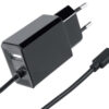 Caricatore USB-C con uscita USB A e Spina Europea 2 pin Nero Blister