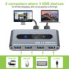 Switch KVM USB 3.0 per 2 PC in 4 out